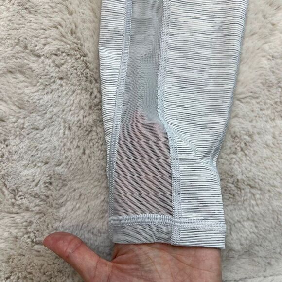 Lululemon Womens 4 Train Times Pants Crop Leggings Grey White Heathered Mesh - Picture 13 of 14